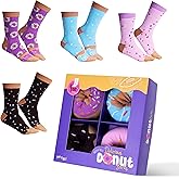 Pop Craze - 2 or 4 Pairs Doughnut Socks in a Box - 1 Size Fits Most. Novelty Food Socks, Funny Gift for Men and Women