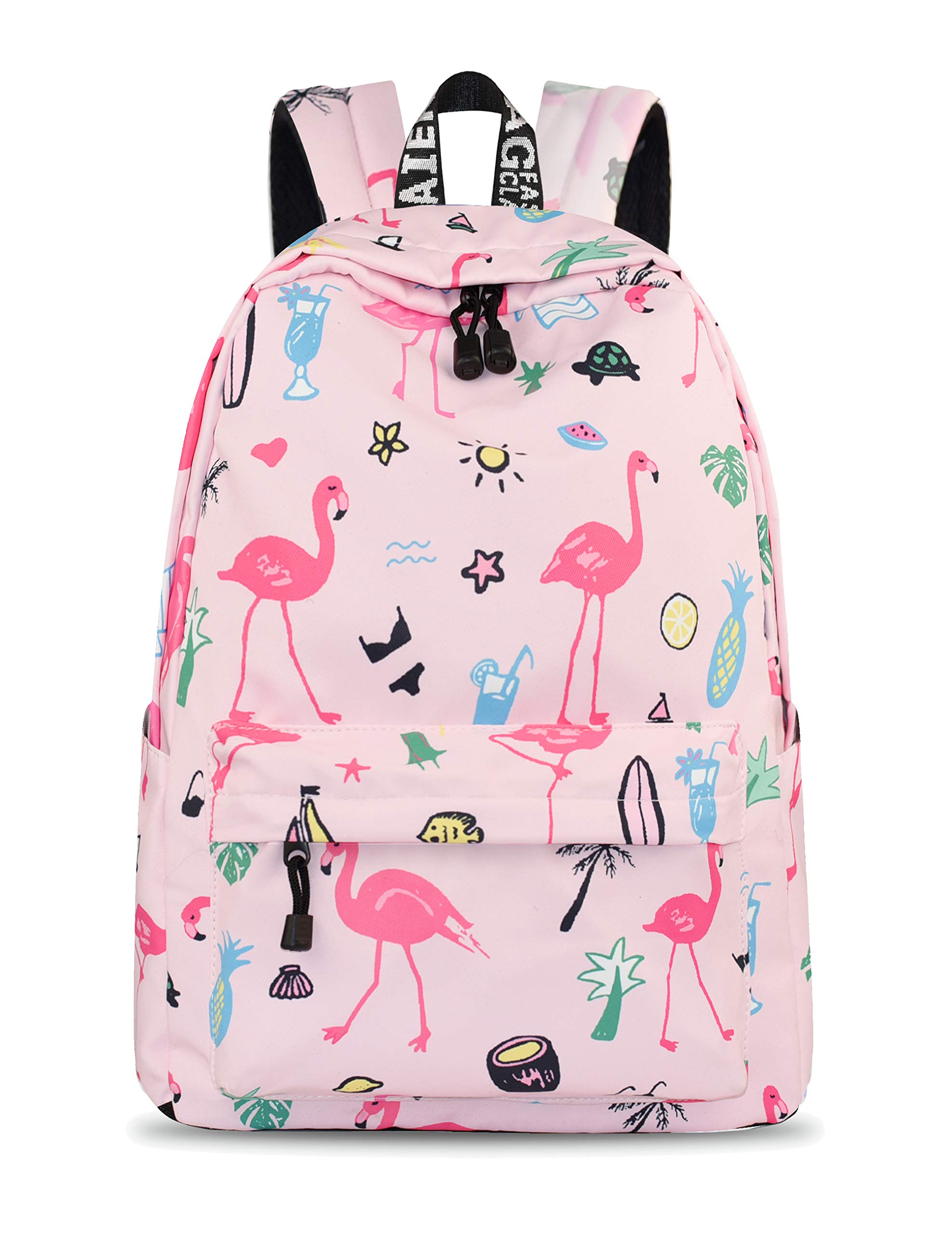 YANAIER Waterproof School Backpack for Girls Teens Cute Print Bookbag Laptop Backpack Women Travel Casual Daypack Pink Flamingo