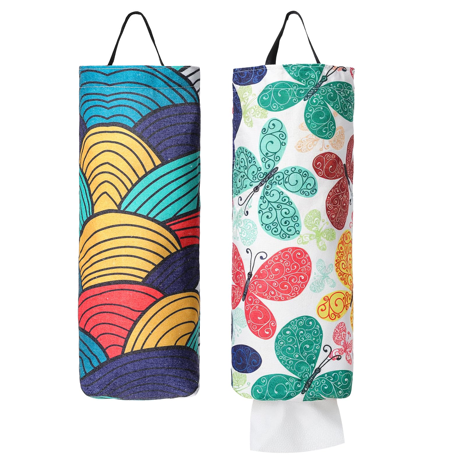 Photo 1 of 2 Pcs Plastic Bag Holder Wall Mount Plastic Bag Organizer Dispenser Heavy Duty Grocery Storage Holder Reusable Grocery Bags Holders Hanging Shopping Bags Holders for Home Kitchen Camper Decor