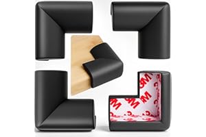 WEPOL Soft Foam Corner Protectors for Baby, Bed Frame Corner Guards, Sharp Edge Desk Furniture Safety Cover Bumpers for Kids, 3M Adhesive Pre-Taped Rubber Padding Cushion (Black, 4 Pack)