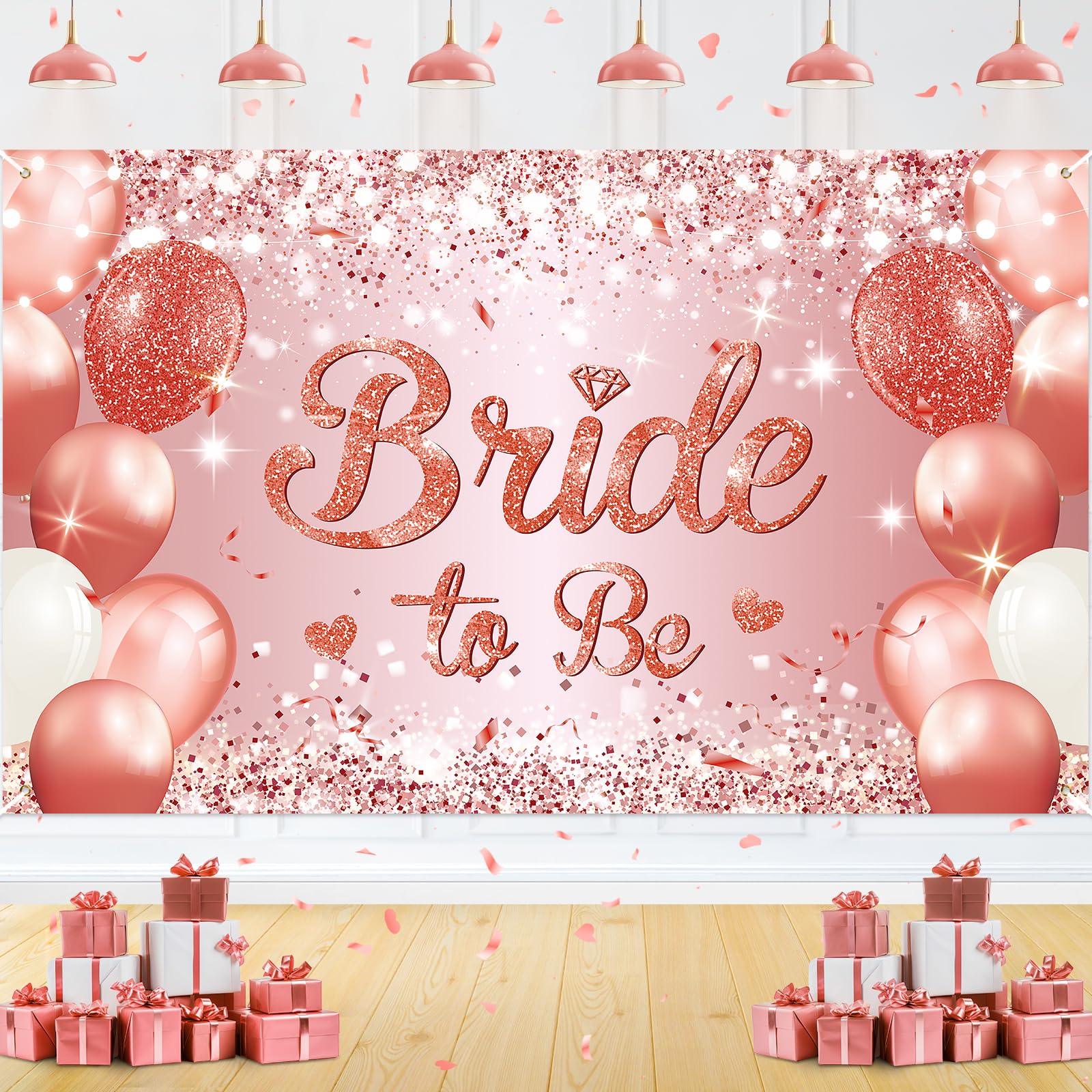 Photo 1 of Rose Gold Bride to Be Banner Bridal Shower Banner Decorations Bachelorette Bride to Be Decorations Sign Banner Rose Gold Christmas Wedding Shower Engagement Party Decorations Gift Supplies 43.3*70.8