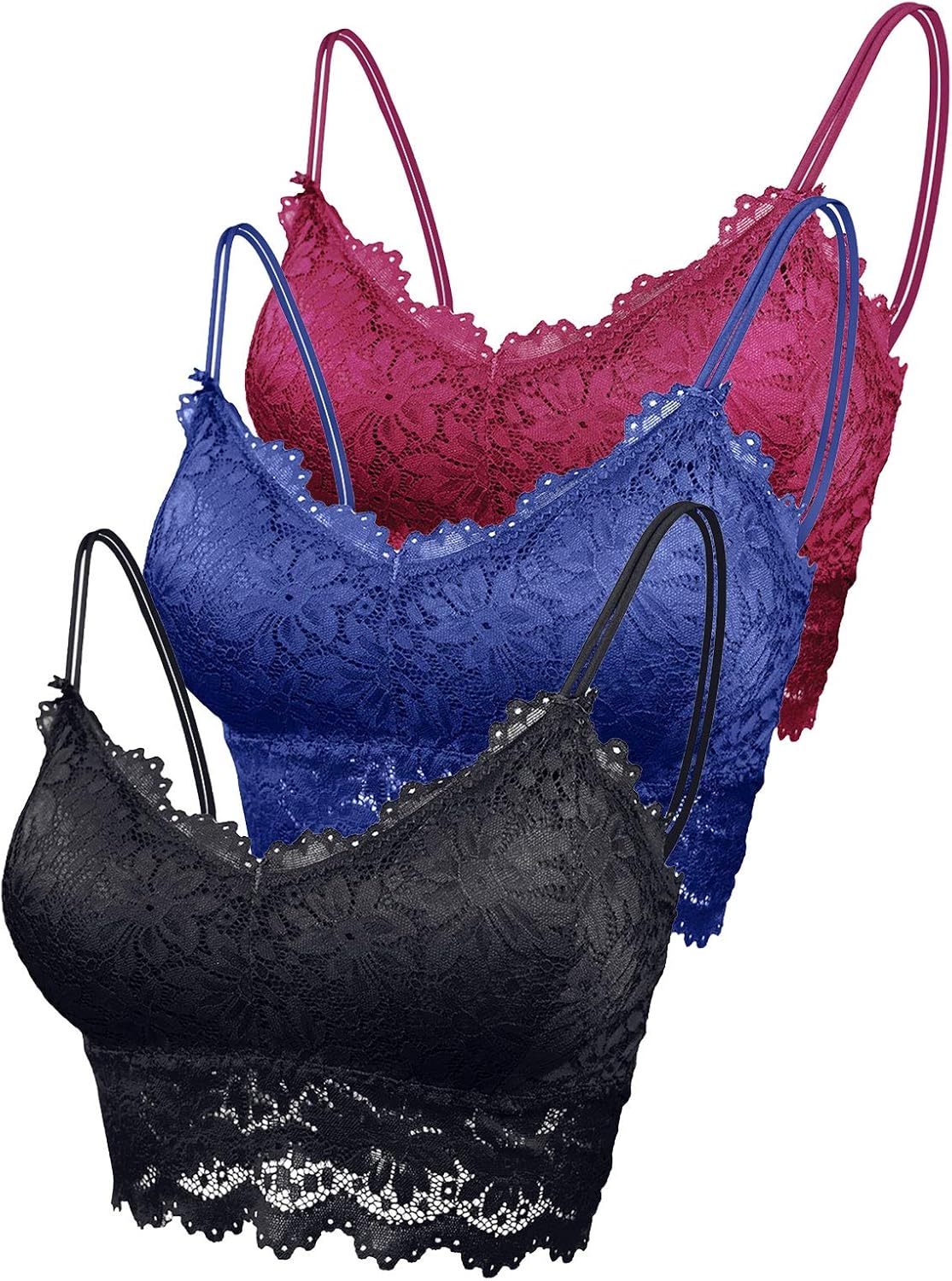 FEOYA 3 pcs Femme Brassière en Dentelle Femme Bralette en Dentelle avec