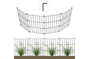 BILIBOMPA Decorative Garden Fence 19 Pack - 17 in (H) x 20.68 ft (L) No Dig Dog Animal Barrier Fence Rustproof Metal Wire Panel Border, Animal Ground Stakes Fencing for Garden, Patio