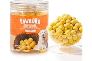 Pawaura Freeze Dried Quail Egg Yolk Cats & Dogs, Treats, 【5.29 oz】, Single Ingredient, Freeze-Dried Pet Food for Dogs, Cats, No Additives | Grain Free | Support for Skin and Coat Health