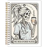 Qabliqo Funny Gothic Skeleton Nurses Spiral Notebooks, Registered Nurse Gifts Journal for Writing, Nurse Appreciation Week Gifts Notebook for Note Taking, Goth Office Supplies, 5.5x8.3 Inch