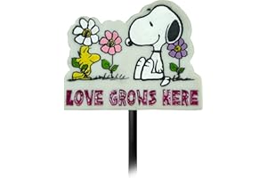 Spoontiques - Garden Décor - Garden Stake - Decorative Stake for Lawn and Yard - 24" High - Durable Weather Resistant Resin Sign for Home Décor - Peanuts Love Grows Here Garden Stake