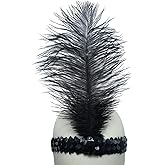 GYBZZR Women's Sequins Feathers Headband Headpiece 2 Pieces 1920s Flapper Carnival Party Fashion Headress For Women