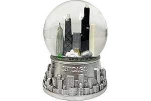 GREAT CHICAGO GIFTS Musical Chicago Snow Globe - Water Globe - Pewter Look - 100mm