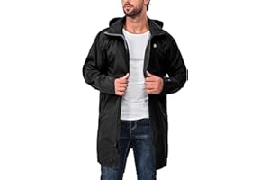 Little Donkey Andy Men's Waterproof Rain Jacket Outdoor Lightweight Mountain Windbreaker Long Coat for Hiking Golf Travel
