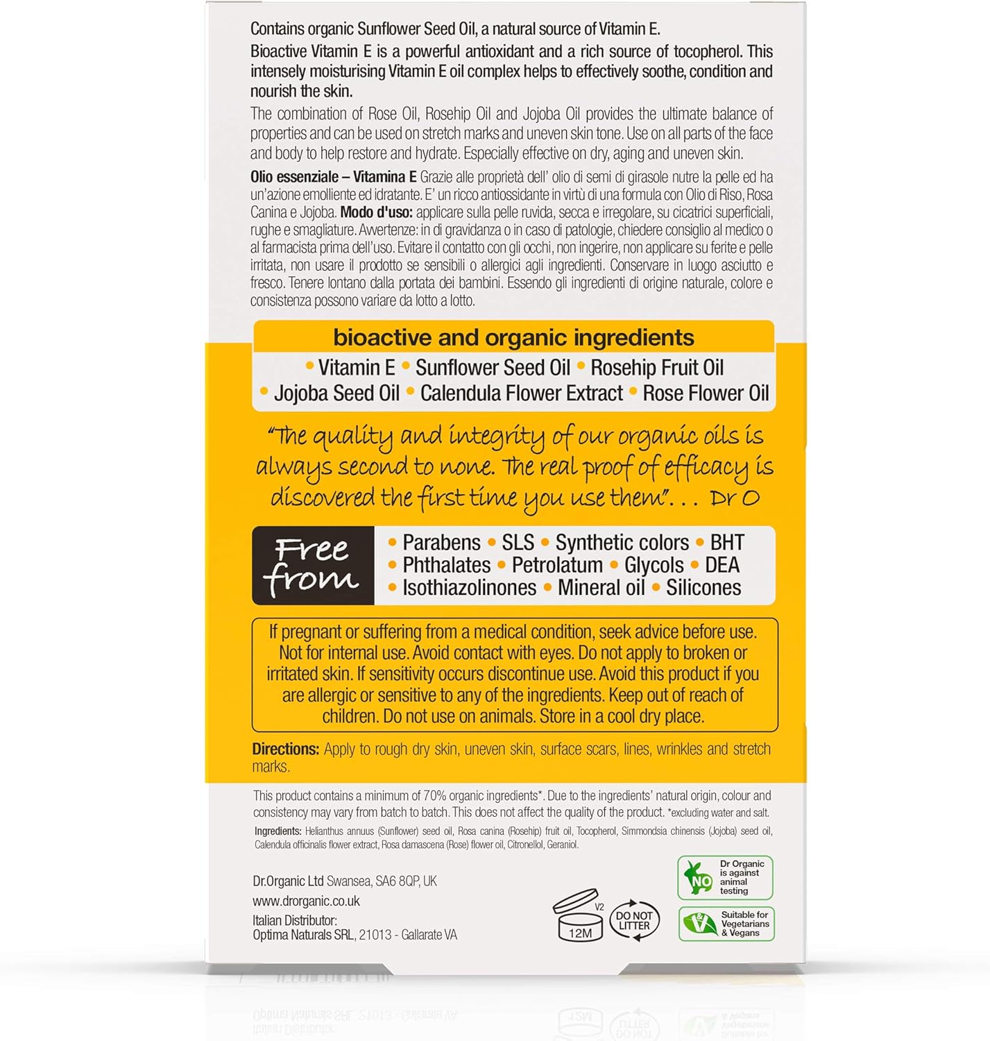 Dr Organic Vitamin E Pure Oil, Hydrating, Essential Oil, All Skin Types, Natural, Vegan, Cruelty-Free, Paraben & SLS-Free - Image 4