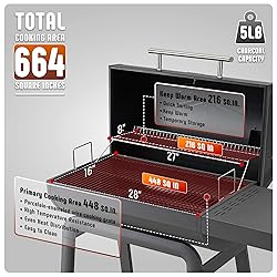 Feasto BBQ Charcoal Grill with Side Table, 30-In