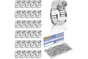 SMLCON 30 Pack Hose Clamp Stainless Steel - Adjustable 1/4" ~ 1/2" (6-12mm) Size Metal Fuel Line Clamp for Plumbing,Automotive And Mechanical Applications