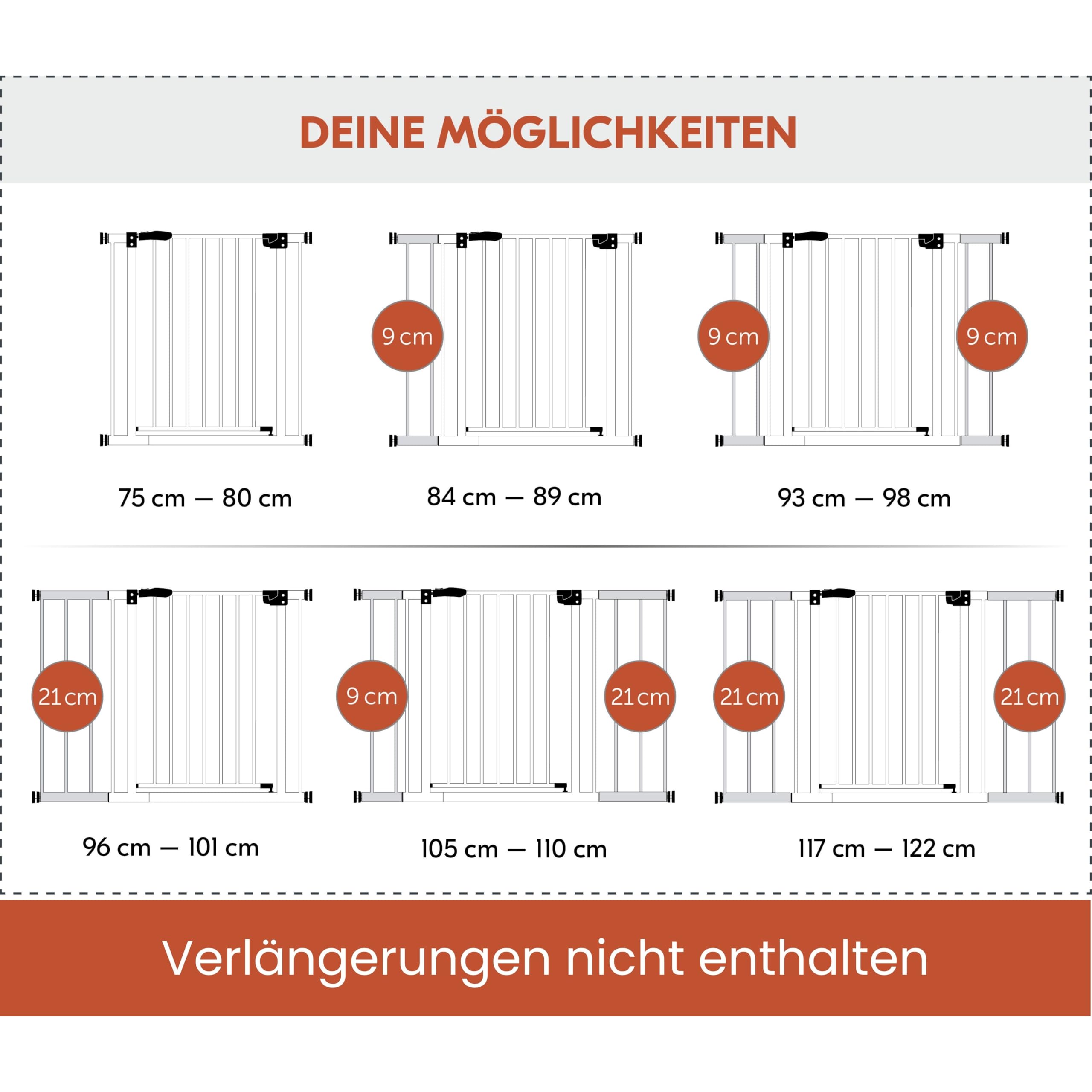 hauck Clear Step Autoclose 2, Weiß - Kinderschutzgitter Hundegitter Verstellbare Breite 75-80cm, 77cm Hoch, Selbstschließend, Flacher Einstieg, Beidseitige Einhand Öffnung, ohne Bohren 7
