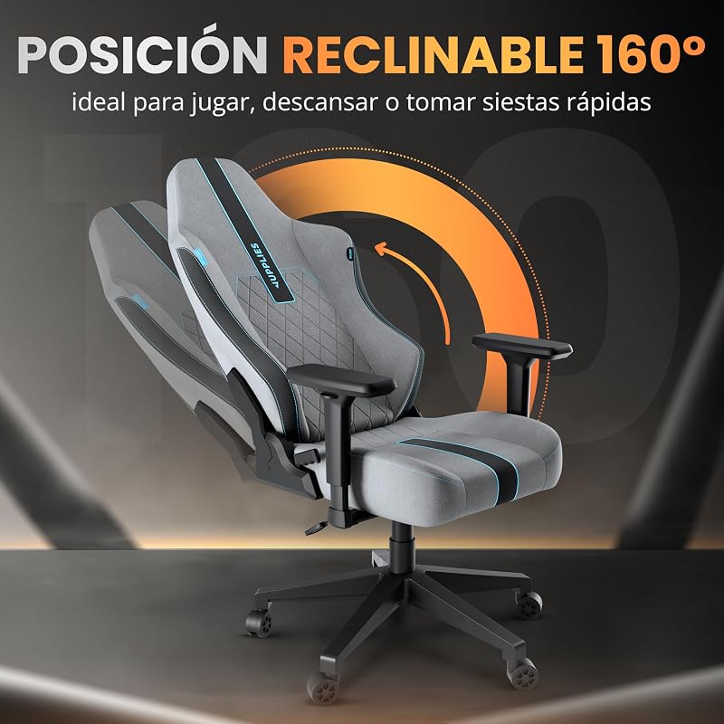 Silla Gaming Premium Ergonómica – Sillas Gamer con Lino Transpirable, Reclinable 160°, Cojín Viscoelástico, Reposabrazos 4D y Base Hierro Reforzada (Azul)
