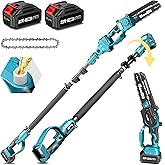 SEESII 2 in 1 Cordless 8 inch Pole Saw & Mini Chainsaw with 2 Battery, Power Electric Polesaw for Tree Trimming, Chain Saw wi