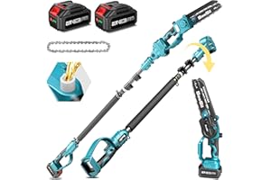 SEESII 2 in 1 Cordless 8 inch Pole Saw & Mini Chainsaw with 2 Battery, Power Electric Polesaw for Tree Trimming, Chain Saw wi