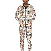 G-Style USA Men's Jungle Tiger G Stripe Track Suit Set ST808 - Off-White - 5X-Large