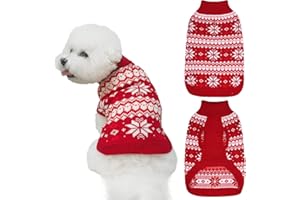 KOOLTAIL Cable Knit Dog Sweater Turtleneck, Cold Weather Pullover Classic Knitwear, Snowflake Pattern Thick Warm Winter Pet Clothes, Dog Christmas Sweater for Small Medium Large Dogs, Red M