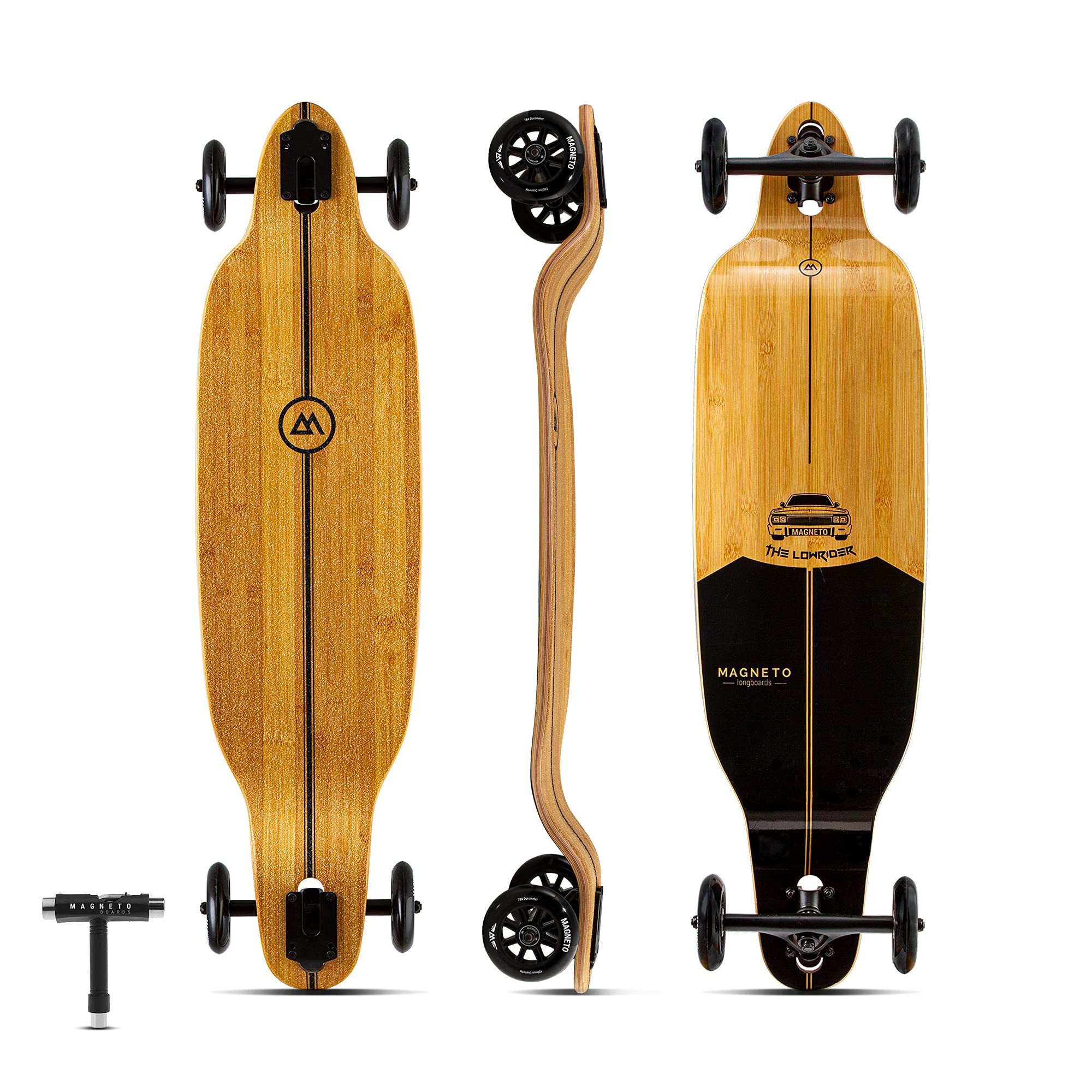 Glider Collection | 40″ x 9.25″ | Premium Longboard Skateboard | Large Big 100mm Wheels | Bamboo Deck with Hard Maple Core | Cruiser Carver | Fully Assembled | Men Women Adults Teens | Free Skate Tool