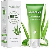 Aloderma 99% Organic Aloe Vera Gel Made within 12 Hours of Harvest, Refreshing Travel Size Aloe Vera Gel for Face & Body, Coo