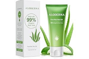 Aloderma 99% Organic Aloe Vera Gel Made within 12 Hours of Harvest, Refreshing Travel Size Aloe Vera Gel for Face & Body, Coo