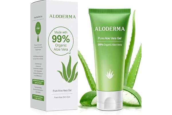 Aloderma Travel Size Aloe Vera Gel Made within 12 Hours of Harvest with 99% Pure Organic Aloe Vera, Easy Squeeze Tube for Bod