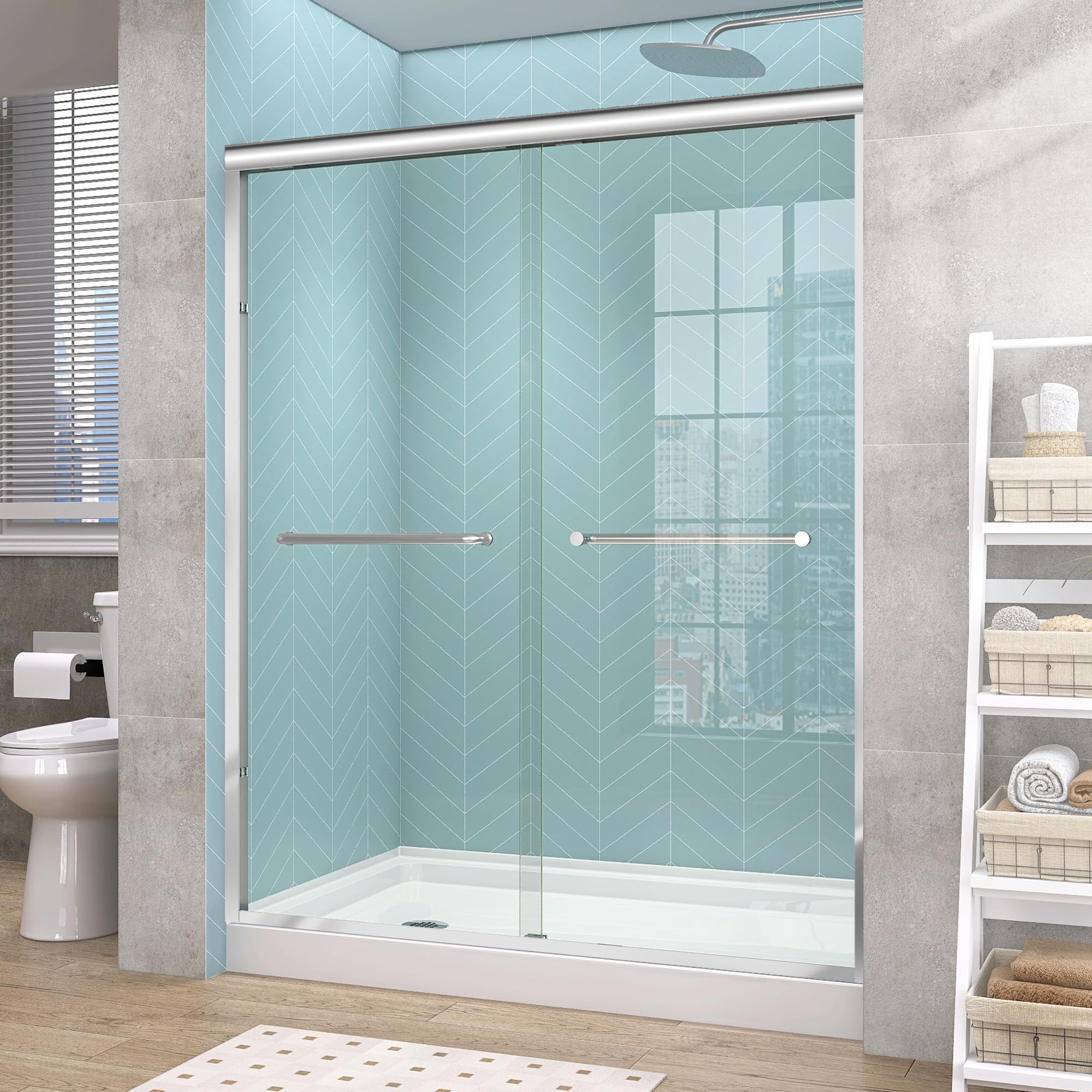 Photo 1 of *MISSING PARTS - See Clerk Notes*
GETPRO Shower Door 68-72 in. W x 72 in. H Double Sliding Semi-Frameless Bypasss Bathroom Shower Glass Doors,1/4 inch Clear Tempered Glass Door for Walk-in Shower Chrome Finish