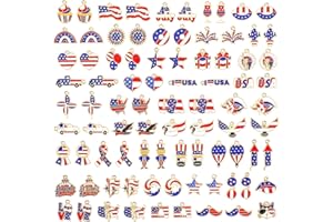 SANNIX 110Pcs Independence Day Charms, Patriotic Charms 4th of July Red White Blue Charm American Flag Charm for Bracelets Necklaces Earrings Making