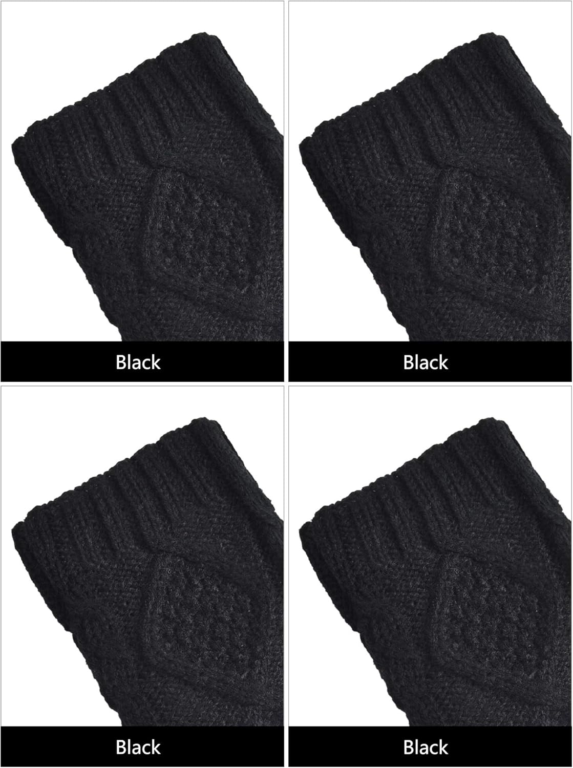 4 Pairs Women Winter Warm Knit Fingerless Gloves Thumbhole Arm Warmers Mittens (Black, 4) at  Women’s Clothing store