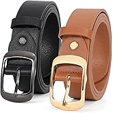 VONMELLI 2 Packs Women Leather Belts for Jeans Fashion Leather Ladies Waist Belt