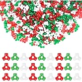 Qumenan 1600Pcs Tri-Shaped Plastic Christmas Red Green and White Beads for Craft Wreath Candy Cane Xmas Tree Home Decoration DIY Bracelets Crafts