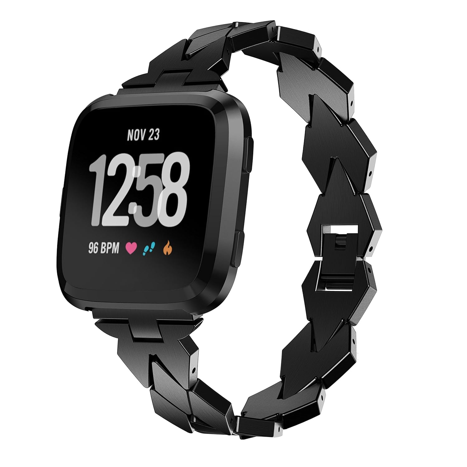Feuy For Fitbit Versaバンドステンレススチールストラップ 調整可能なステンレススチール交換用バンドメタルwristbands For Fitbit Versa Watch ブレスレット リンク リング ブラック ブラック B07bqt7ksj 時計バンド Www Canlanyhl Com