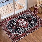 Ciicool Washable Vintage Area Rug, 2x3ft Small Boho Rug, Ultra Soft Rugs for Entryway, Non-Slip Entry Rugs Oriental Low-Pile Indoor Mat Floor Carpet for Entrance Bedroom Kitchen Bathroom Foyer Decor