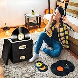 Aolawco 12-Inch Vinyl Record Storage Box Folding LP Organizer Black view 5