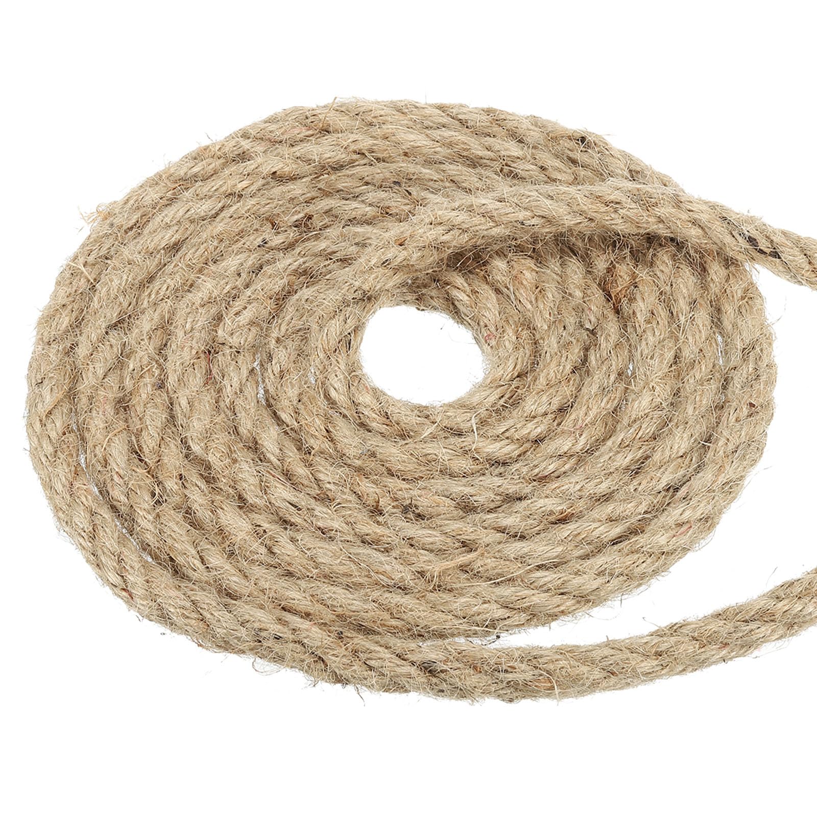 PATIKIL 3/8 Inch 65.6 Feet Jute Rope, Natural Manila Rope 4-Strand Twisted Thick Heavy Twine Rope for Tug of War Gardening Home Decor