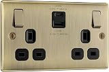 British General BG 22W Double USB Power Socket Antique Brass NAB22UAC22B view 1