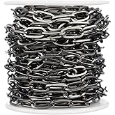CleverDelights Bulk Cable Chain - 1/2" x 1/4" Link - 25 Feet - Gunmetal Color