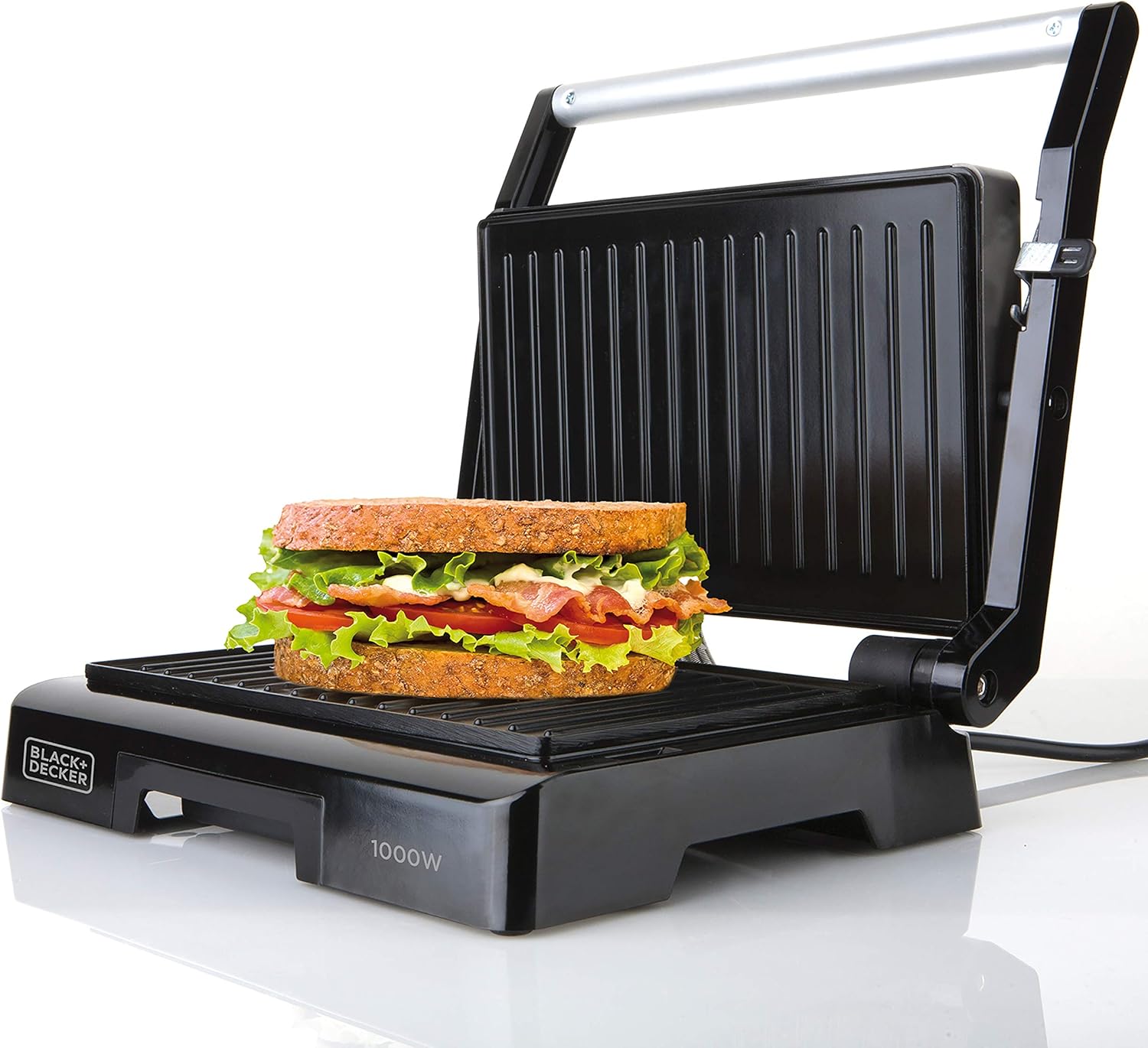 Black+Decker BXGR1000E Sandwichera, 1000 W, Plástico, Negro