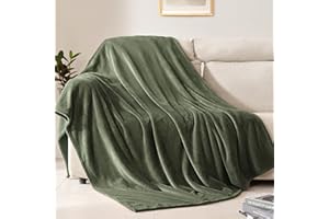 BEAUTEX Fleece Throw Size Blanket for Couch Sofa or Bed, Soft Fuzzy Plush Luxury Flannel Lap Blanket, Super Cozy and Comfy for All Seasons (Olive Green, 50" x 60")