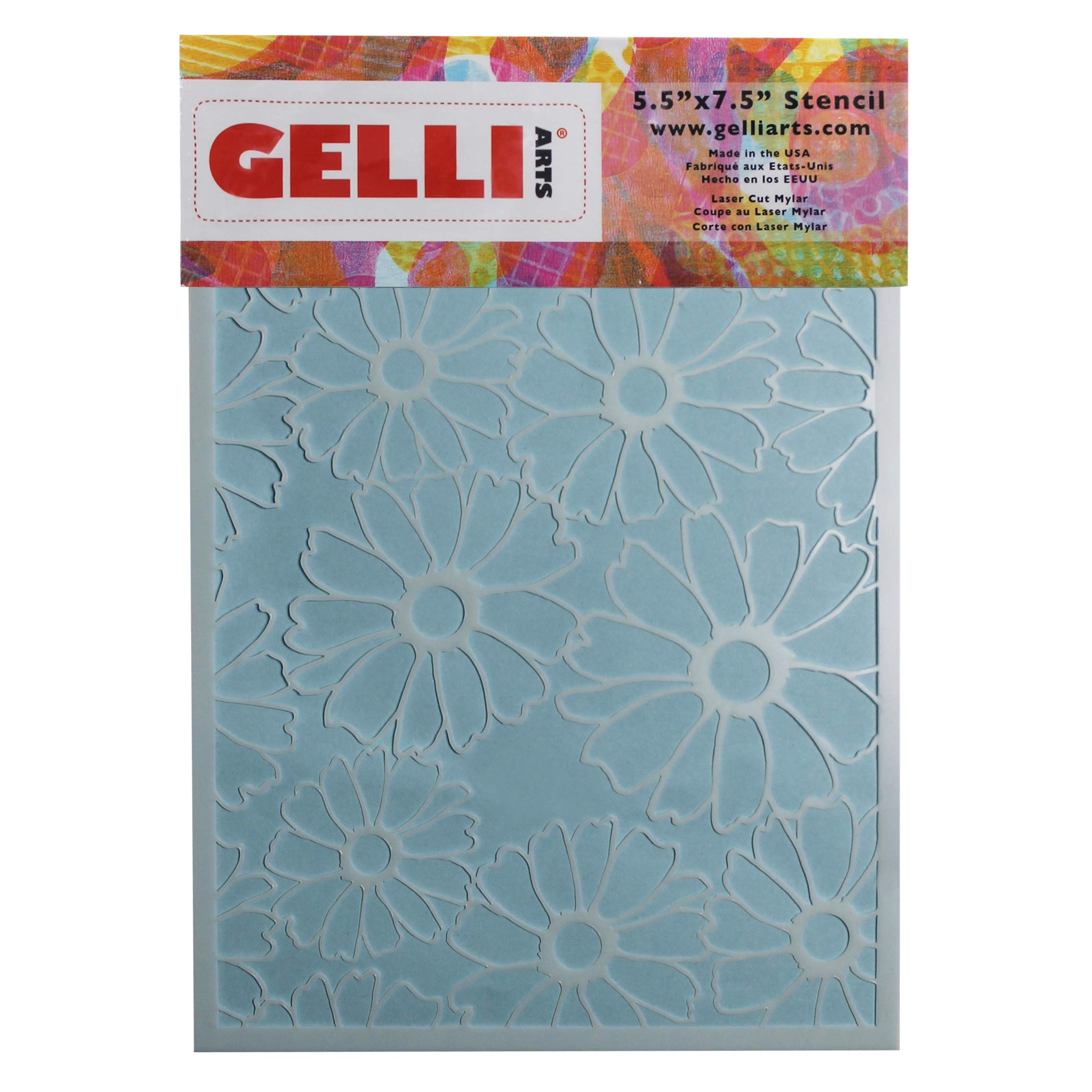 Gelli Arts Flower Stencil, Synthetic Material, White, 22.7 x 15.2 x 0.1 cm