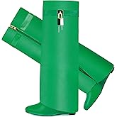CDHYX Fold Over Boots for Women Pointy Pull-on Wedge Heel Knee Shark Boot With Side Zipper Padlock Design