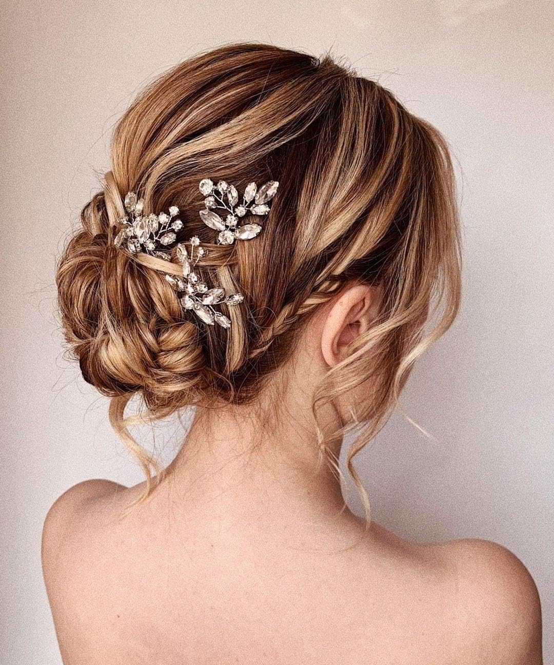 Unicra Silver Wedding Crystal Hair Pins Diamante Hair Piece Bridal Hair Accessories for Women and Brides(Pack of 3)