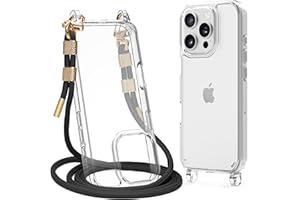 Lawonda for iPhone 16 Pro Max Case with Strap, Clear Shockproof Crossbody Phone Cover w/Removable Anti-Theft Adjustable Lanyard for Women, Travel, Shopping, Hiking (6.9", Grey)