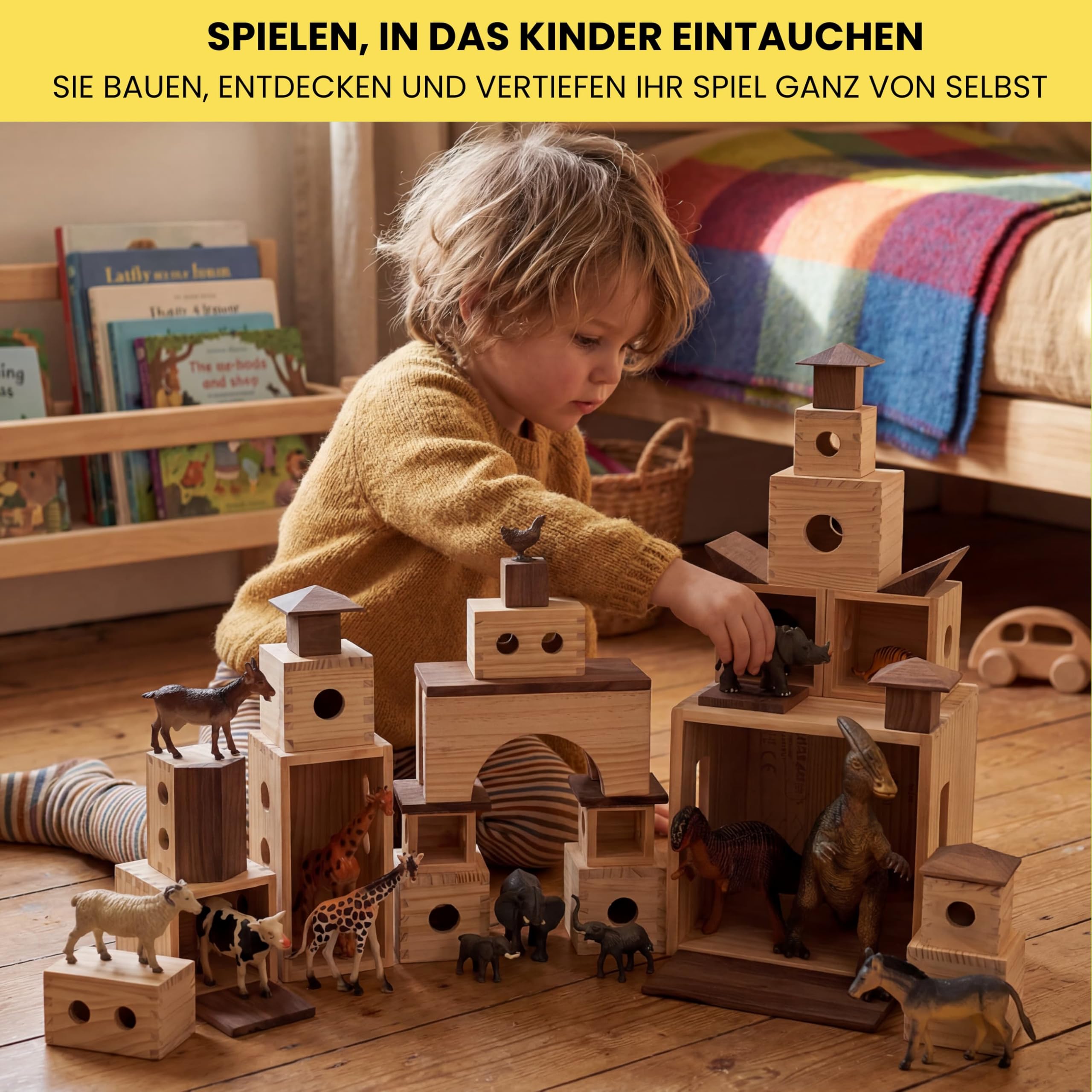 MATZBOX Montessori Kreativspielzeug aus Holzbausteinen – ausgezeichnetes Premium Spielzeug von 1 bis 7 Jahren – vielseitige Bauklötze & Boxen für freies, langanhaltendes Spielen, nachhaltiges Geschenk 7