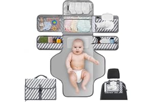 BNDITEU Portable Changing Pad, Waterproof Baby Changing Pad with 4 Storage Pockets, Detachable & Portable Diaper Changing Pad Newborn Baby Essentials, Travel Changing Pad for Baby Shower Gifts