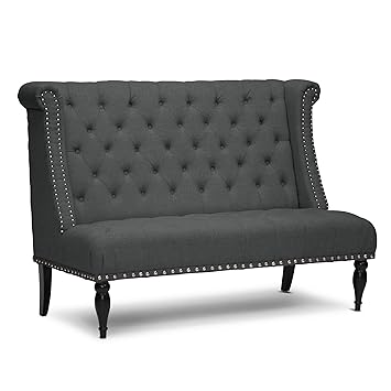 Amazon Com Baxton Studio Swaffield Linen Modern Banquette Bench