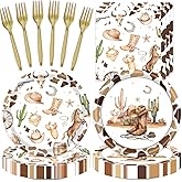 Cowboy Party Decorations 48Pcs Birthday Baby Shower Plate and Napkin Fork Supplies Serve 20 Western Tableware Set Party Decorations for Cowboy Decor Serve 16