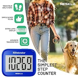 NESKLA 3D Pedometer for Walking, Simple Step