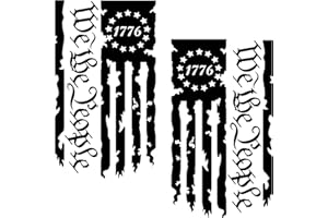 ALDERA GRAPHICS We The People Betsy Ross Flag 1776 Distressed American USA US Flag Truck Tailgate Vinyl Decal - 2 Pack - Stickers Preamble of The US Constitution fits Most Pickup Trucks (10" x 18", Matte Black)