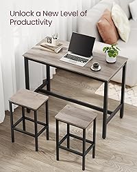 VASAGLE Bar Table Set, Bar Table with 2 Bar